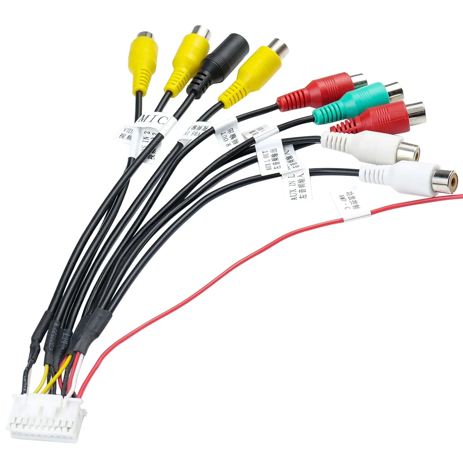 Radio RCA Wiring Harness Adapter 20Pin Plug with 9 Female RCA Connector Assembly for Android  Radio Stereo