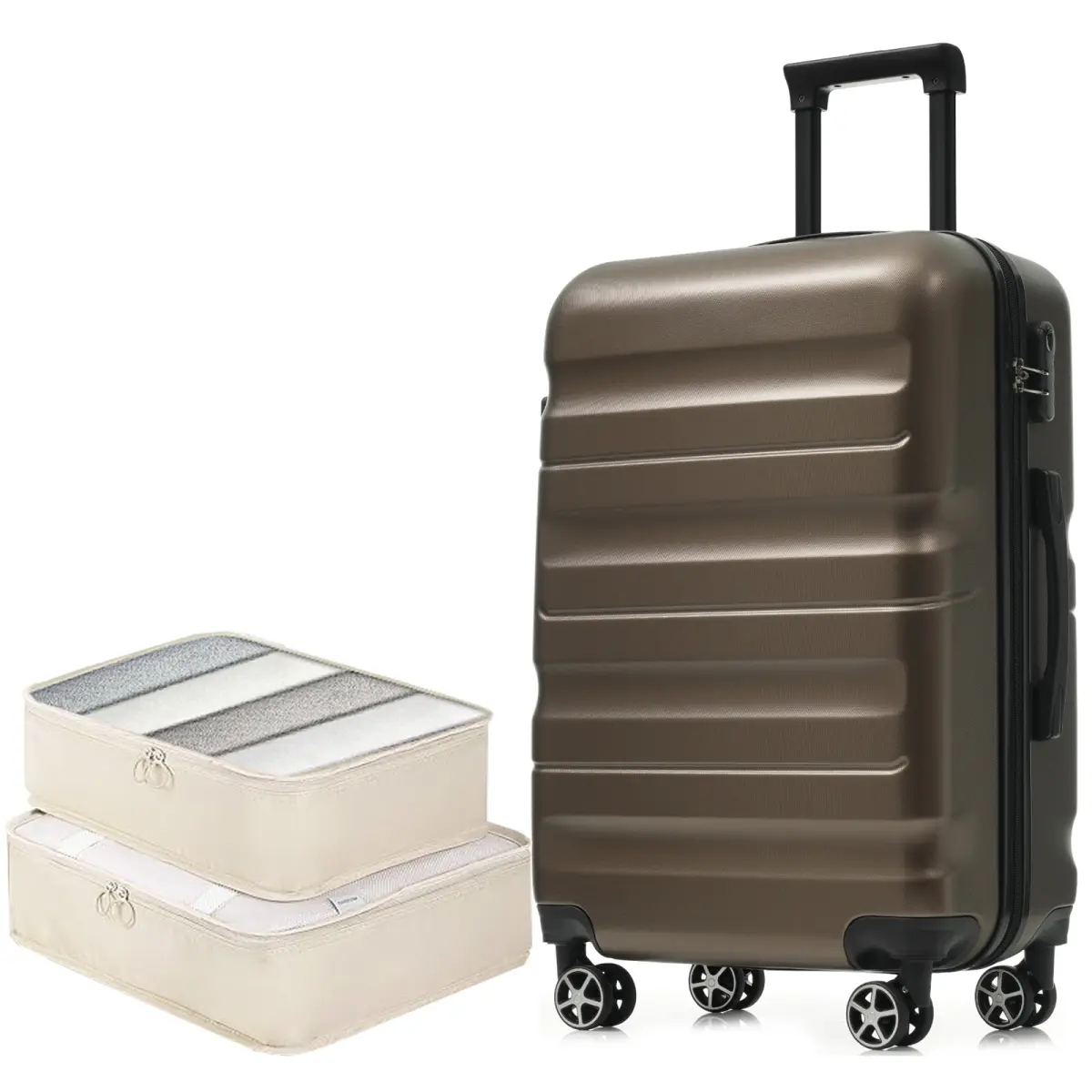 Hardshell ABS Luggage Set 20/24/28-Inch Checked Suitcase with Spinner Wheels, Lightweight Travel Luggage for Men & Women