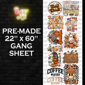 Premade DTF Gang Sheet | Fall & Thanksgiving Mix | Option 2