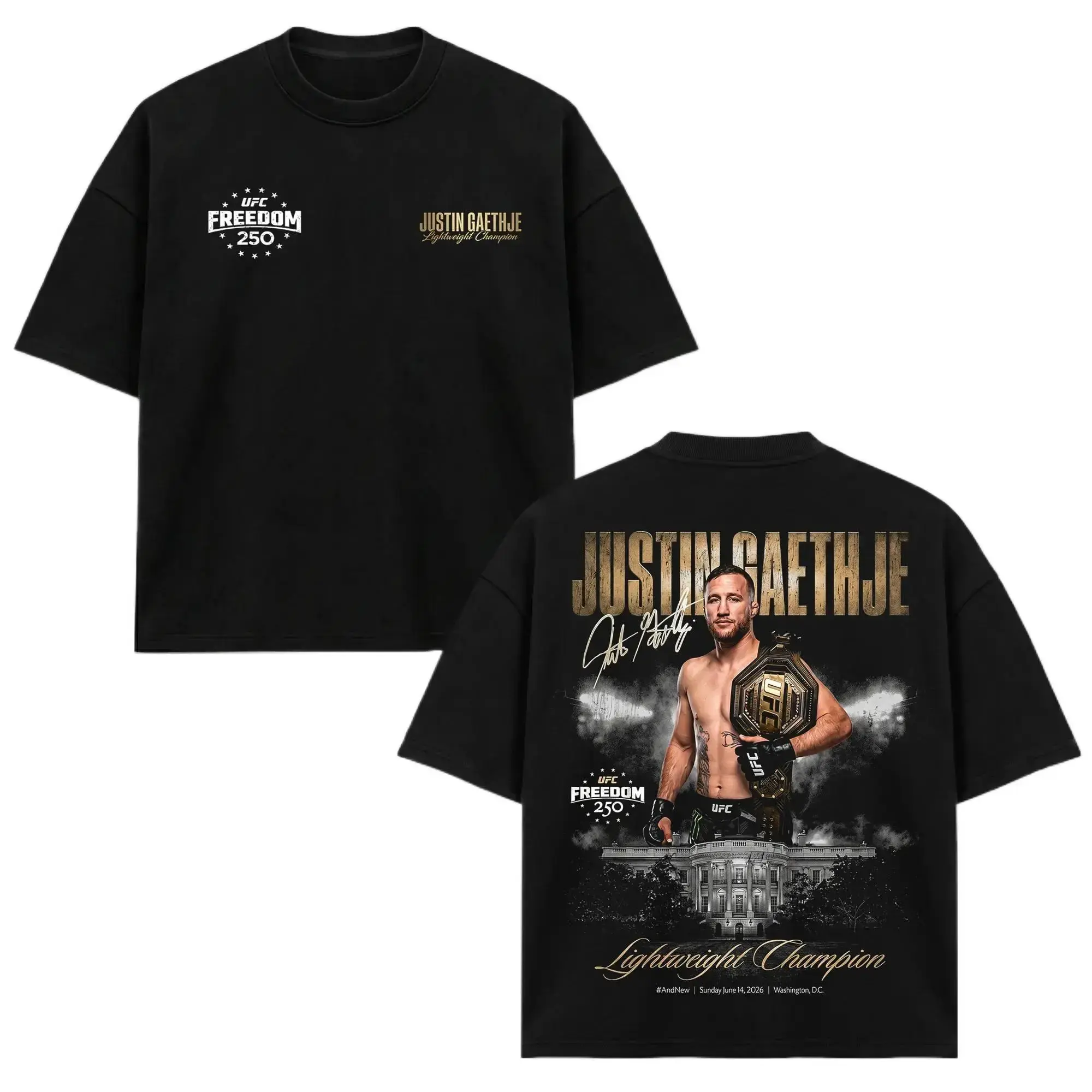 [100% Cotton]Justin Gaethje UFC Freedom 250 Vintage T-Shirt, Lightweight Champion Bootleg MMA Graphic Tee, Retro Fight Night Streetwear Shirt, UFC Fan Merch Gift, Combat Sports Oversized Tee