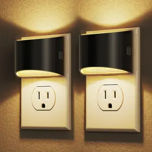ISUNMEA 2 Pack LED Night Light, Night Lights Plug into Wall, 3 Level Brightness Adjustable Plug in Night Light, Dusk to Dawn Sensor, Nightlights for Adults, Bedroom, Bathroom, Hallway, 3000K  nightlight