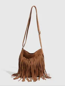 Tassel Large Capacity Crossbody Shoulder Bag for Women, Fringe Hobo Bag, Korean Style Fashionable Single Shoulder Bag, Daily Use Ladies' Accessory, Fashion Crossbody Handbag