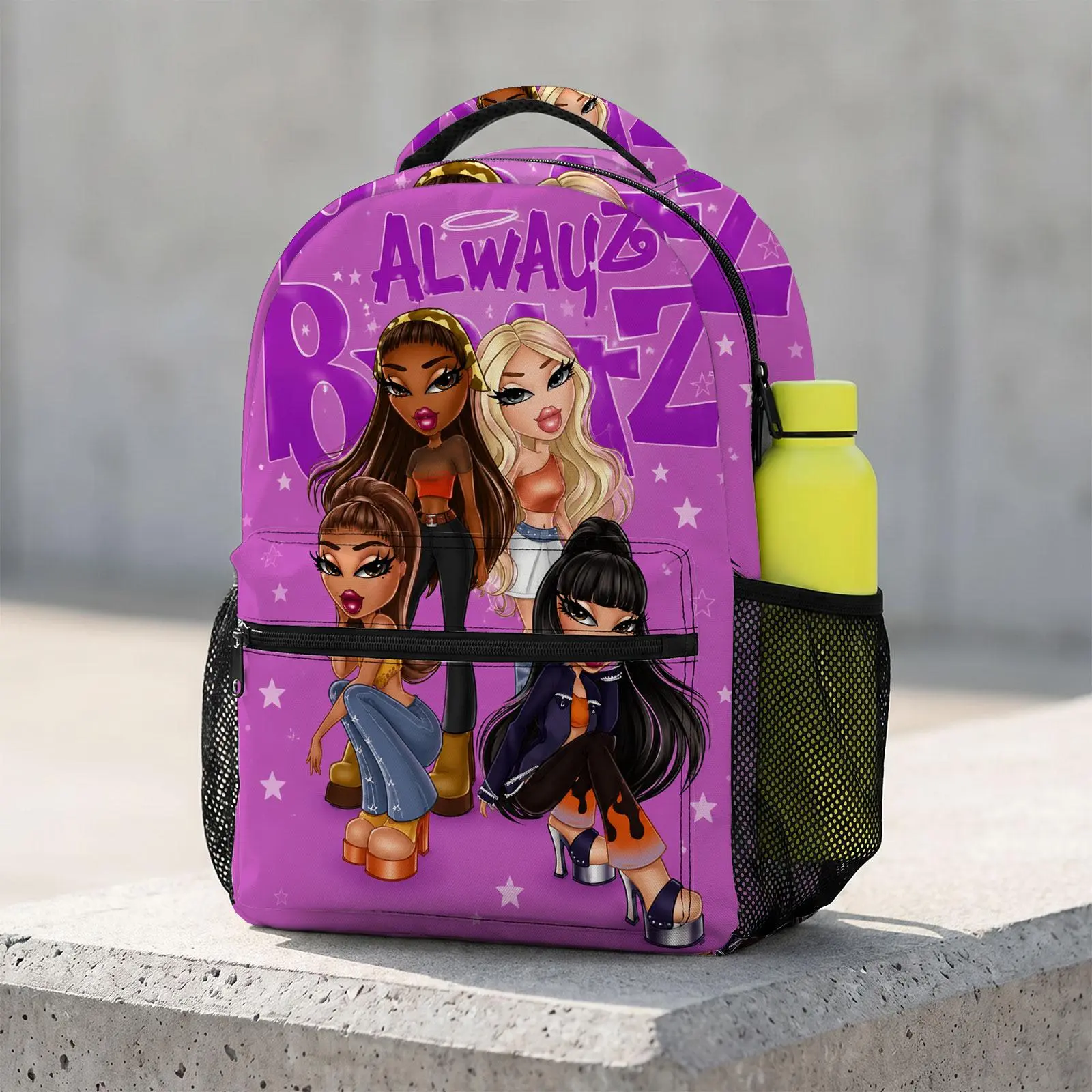 Bratz Trending Cute Cartoon Laptop Backpack | Aesthetic Print Travel Daypack | Durable Lightweight Schoolbag Bookbag for Men & Women