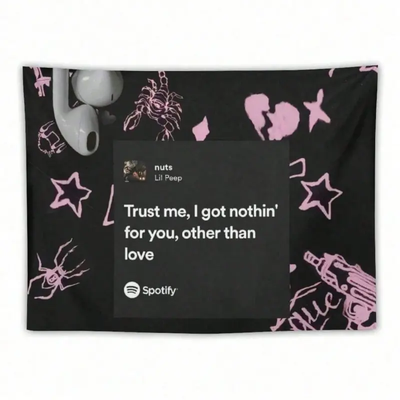 Lil Rapper Peep Tapestry Art Music<nuts>Album Cover Flag Tapestry Wall Hanging Decorative Tapestry For Room Aesthetic Living Room Bedroom Party Decorations College Dorm Decor Trippy Tapestry</nuts>