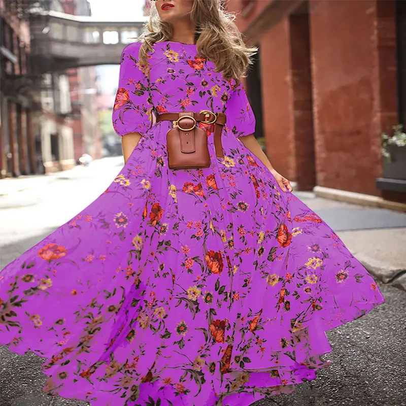 temperament chiffon long dress Temperament Short Sleeve Chiffon Dress New opened