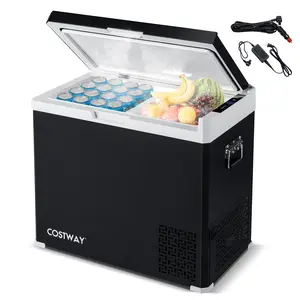 COSTWAY - Rapid-Cool 12V Car Refrigerator 53QT Dual Zone Fridge Freezer