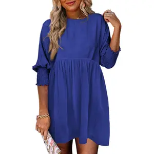 Dokotoo Womens Summer Spring Dresses Casual Tunic Dress Short Sleeve Crew Neck Flowy Swing Mini Dress
