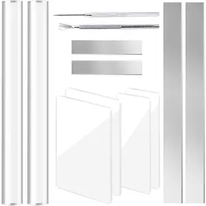 12 count Polymer Clay  Tools  Roller Pin for Sculpting Craft Shaping  Ceramic Cutters Slicer Kit Clear Rectangle Sheet Press Board Wire Texture Set  Detail Modelling Supplies