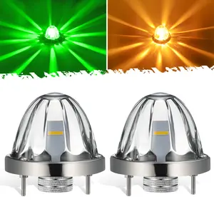 Partsam 2Pcs Dual Color Amber/Green LED Glass Lens Watermelon Lights, Turn Signal Marker Lights with Stainless Steel Bezel Compatible with Kenworth Peterbilt Freightliner
