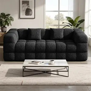 Boneless Loveseat Sofa in a Box, Comfy Deep Seat 75" Cloud Couch, Modern Small Couches for Living Room, Apartment, No Assembly Required Black 1 PCS