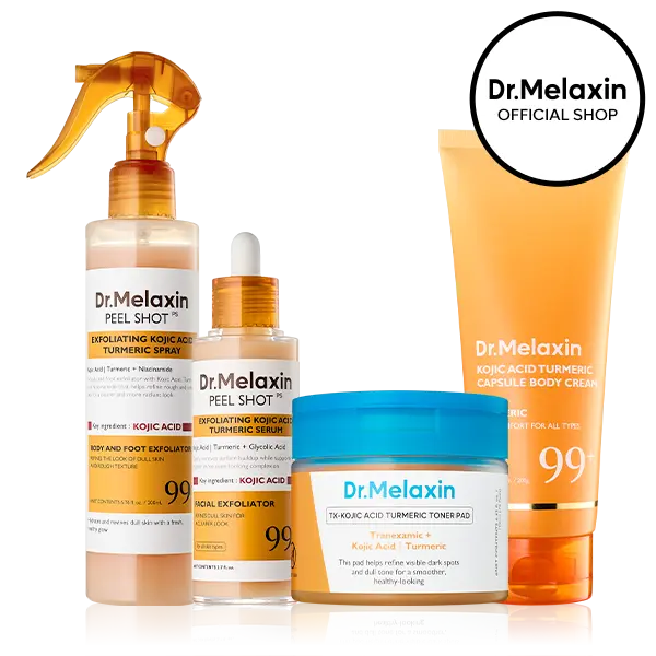 [Dr.Melaxin Official] Kojic Acid Turmeric Amber Face & Body Care Bundle, Dark Spot & Pigmentation Care for Uneven Skin Tone Radiant