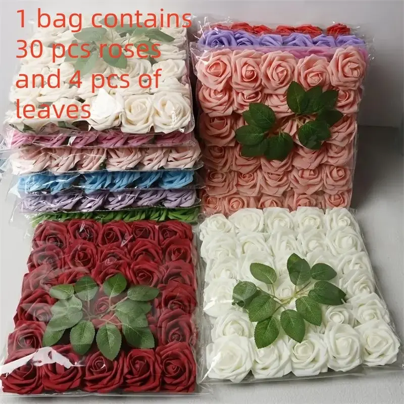 30 Artificial Foam Roses for DIY Wedding Decorations, Perfect As a Valentine'S Gift Or Bridal Bouquet.Party Decorations, Decorative Flowers, Artificial Flower Arrangements