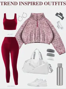 Women's Fall Winter Sports Set, Athletic Activewear Tracksuits, Fleece Lined Sweatshirt, Breathable Sport Bra, Quick-Dry Yoga Leggings, Polyester, Comfortable, Athletic Fashion Activewear