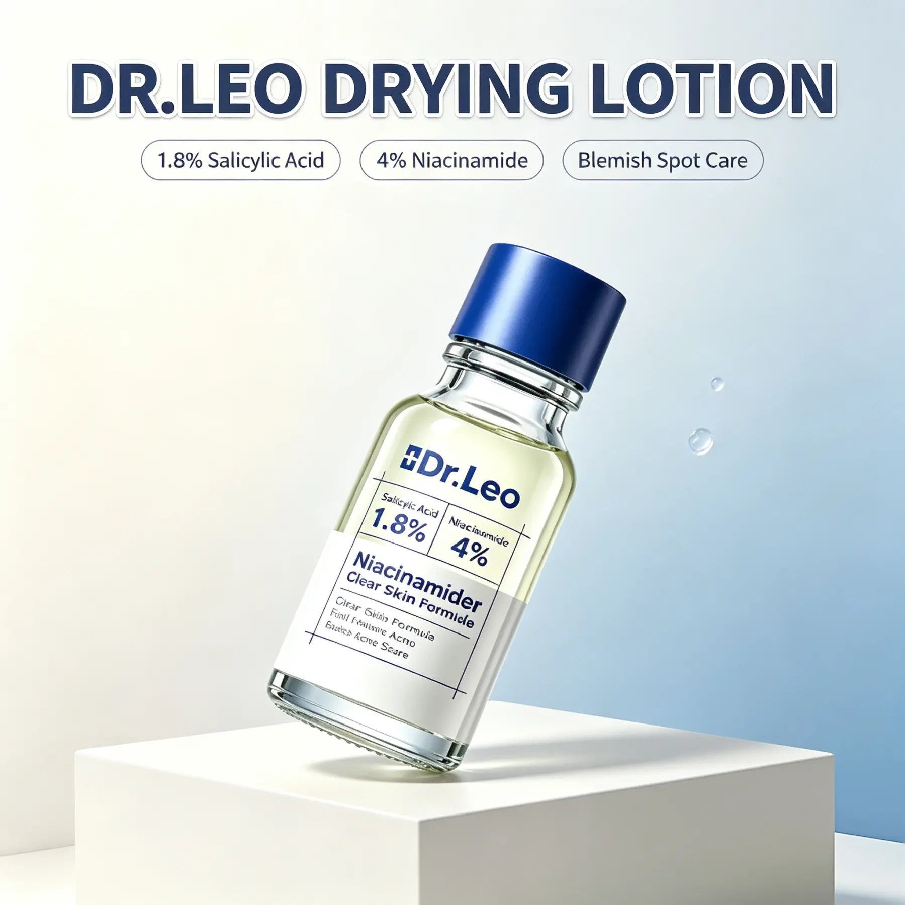 Dr.Leo Drying Lotion Spot Treatment, 1.8% Encapsulated Salicylic Acid & 4% Niacinamide, Gentle Exfoliating Blemish Care, Lightweight Powder Lotion, Improves Blemishes & Discoloration, For Oily & Sensitive Skin, 20ml
