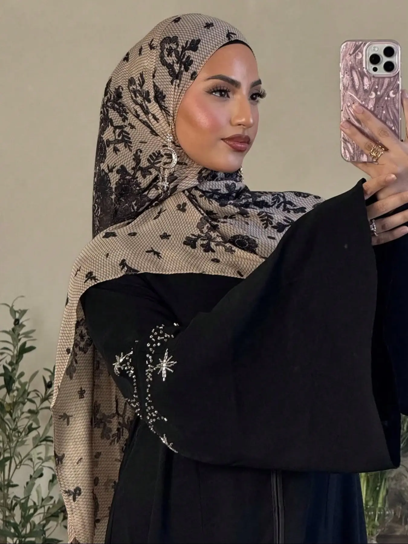 Bohemian Women Multicolor Print Veil Fashionable Modest Hijab Head Scarf For Muslim, Elegant Fitted Style, Ideal for Summer Beach Vacations, All Seasons Abaya Accessory