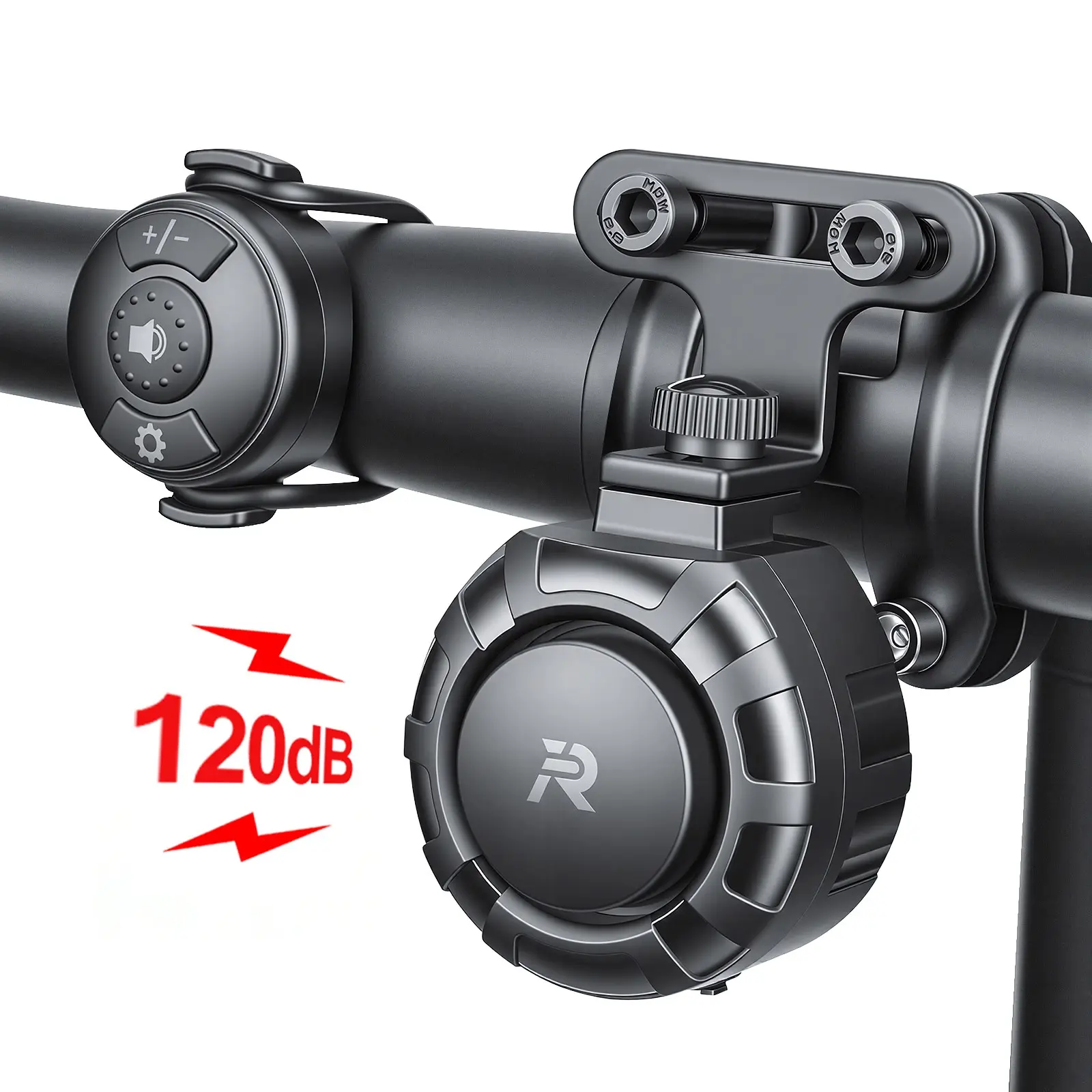 Bicycle Electric Horn USB-C Rechargeable, Remote Control Included, 120db Volume Adjustable, Long Battery Life, Easy Installation, Suitable for Bikes Scooters Golf Carts, Bike Accessories