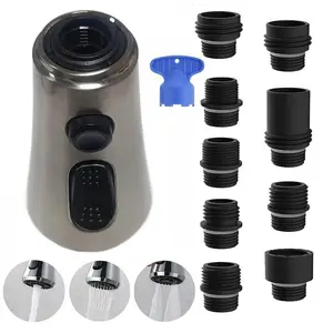 Stainless Steel Kitchen Faucet Head Replacement, 1 Set 3 Spray Modes Water Saving Faucet with 9 Adjustable Nozzles, Easy Installation Faucet for Sink & Bathroom