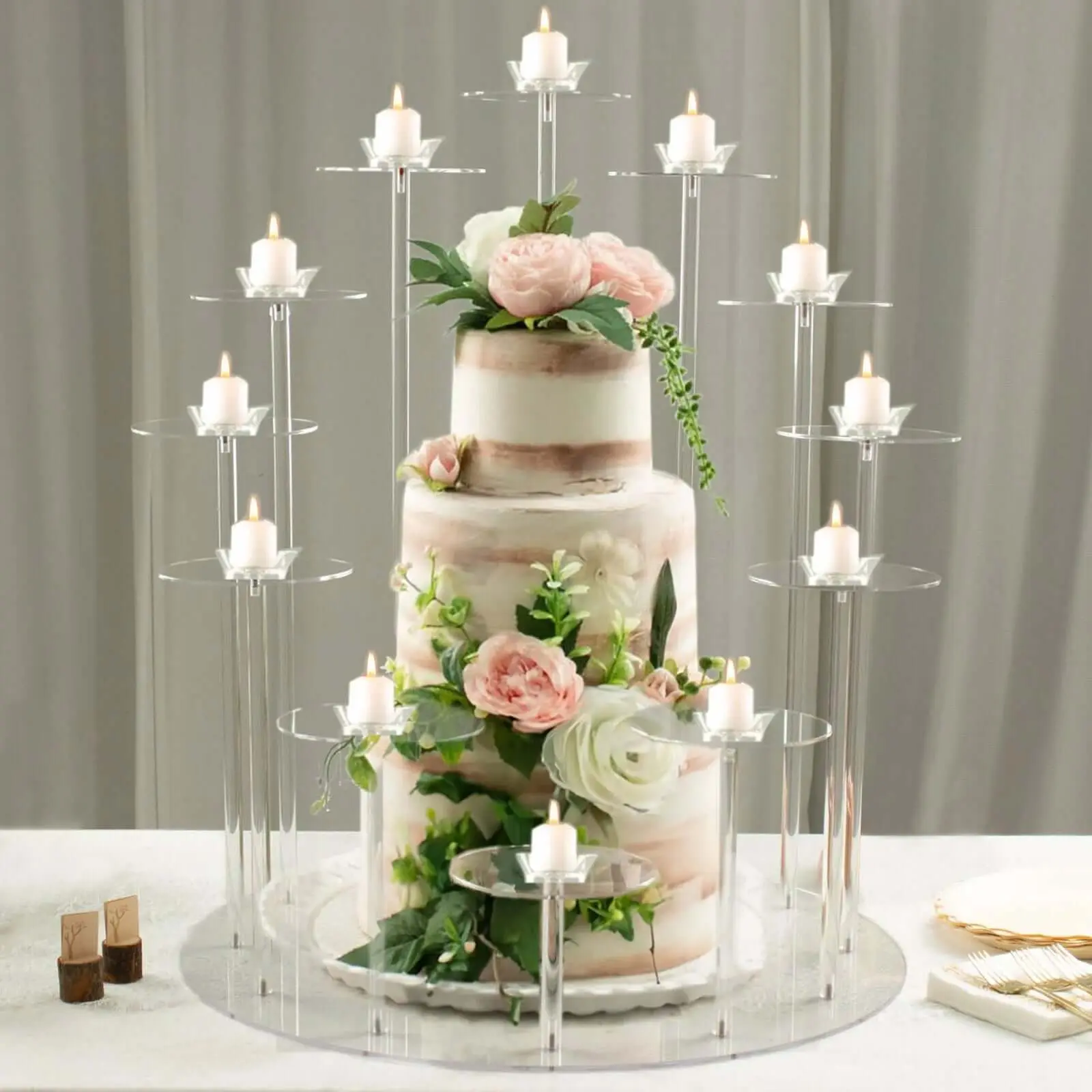 Acrylic Cake Stand with 12-Arm Tiered Cupcake Holders 29" Clear - Sturdy Multi-layer Dessert Display Tower Centerpiece for Weddings Gala Events & Dessert Buffets