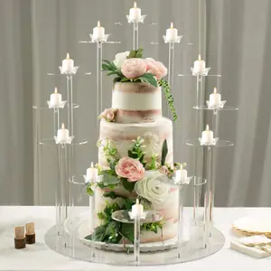 Acrylic Cake Stand with 12-Arm Tiered Cupcake Holders 29" Clear - Sturdy Multi-layer Dessert Display Tower Centerpiece for Weddings Gala Events & Dessert Buffets