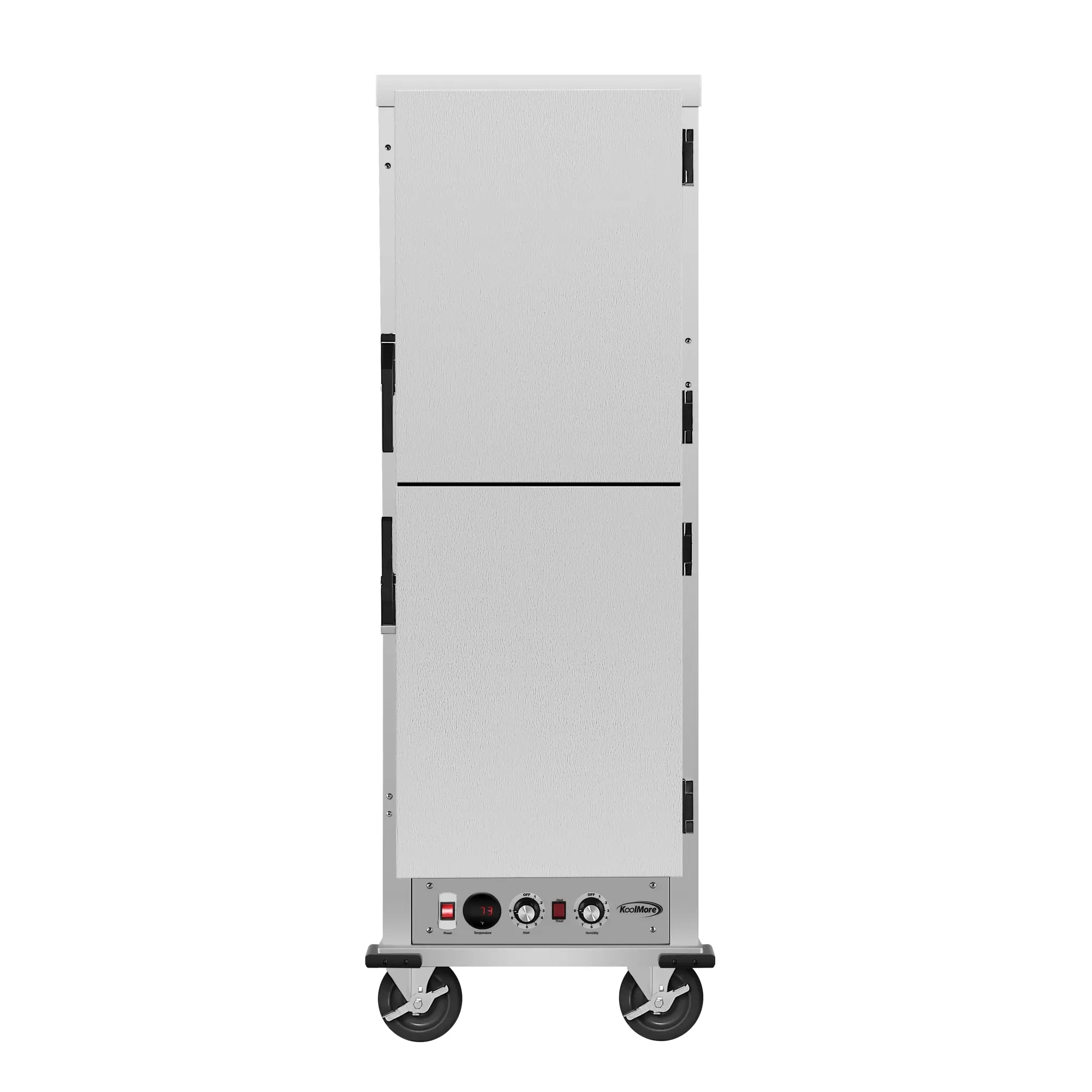 33 in. Commercial Insulated Heated Holding/Proofing Cabinet with Wire Racks and Solid Dutch Doors in with 16-Pan Capacity Silver (KM-CHP36-WIDD)
