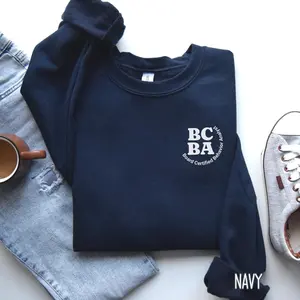 BCBA Minimalist Long Sleeve Shirt Hoodie Sweatshirt | Board Certified Behavior Analyst Apparel | Gildan 5000 Tee, 18000 Crewneck, 18500 Hoodie | ABA Therapist Gift & Professional Outfit