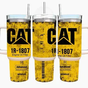 Popular Cat Oil Tumbler 40oz Stainless Steel Handmade Lid Straw Bottle Drinkware Water Bottles Cup Mug Portable Bottled Washable Reusable Insulated Flasks Mechanic Trucker Travel - Limited Stock