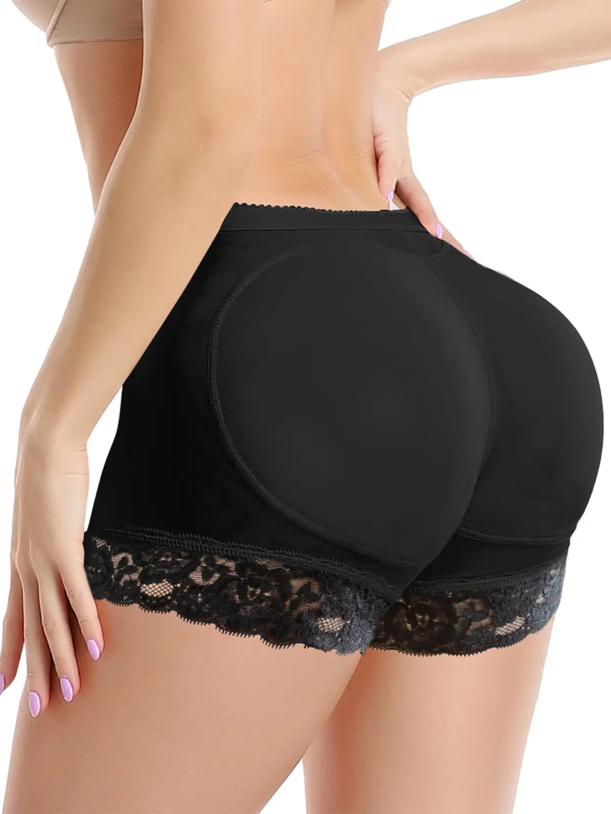 Joyshaper Women's Foam-Padded Compression Butt Lifter Lace Underwear - Smooth Fabric, Elastic, Slip-Resistant, Body Sculpting, Pocketed Casual Shorts for Everyday Wear, Pockets, Body Shaping Underwear