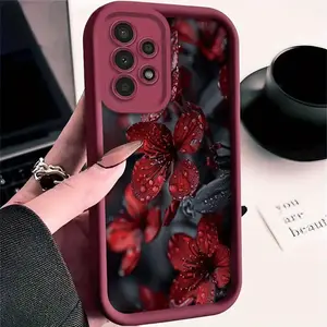 Phone Case - Nice Red Teardrop Large Flower Pattern Phone Case Suitable for Galaxy S26,S26PLUS,S26ULTRA,S25,S25PLUS,S25ULTRA,S24,S24FE,S24PLUS,S24ULTRA,A54,A53,A52,A36,A35,A34,A33,A17,A16,A15,NOTE20,NOTE20ULTRA,S23,S23PLUS,S23ULTRA,S22,S22PLUS,S22ULTRA,