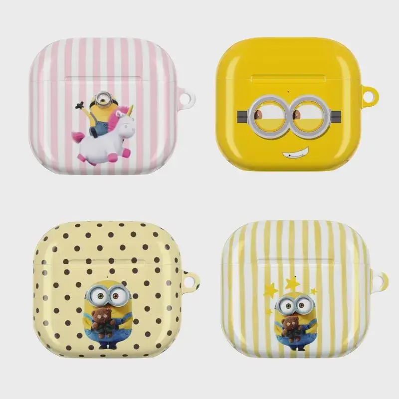 Cute Cartoon Yellow Mini0ns AirPods Case, Kawaii Silicone Protective Cover for AirPods 1 2 3 4, AirPods Pro 1 2 3