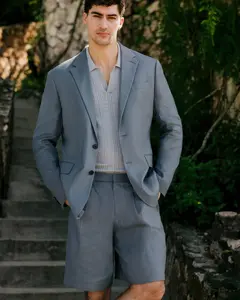 Express Classic Blue Linen-Blend Suit Jacket