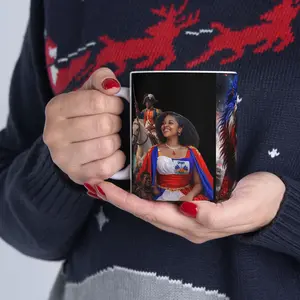 Roaring Lion with Red White Blue Mane Mug | Ceramic Coffee Cup