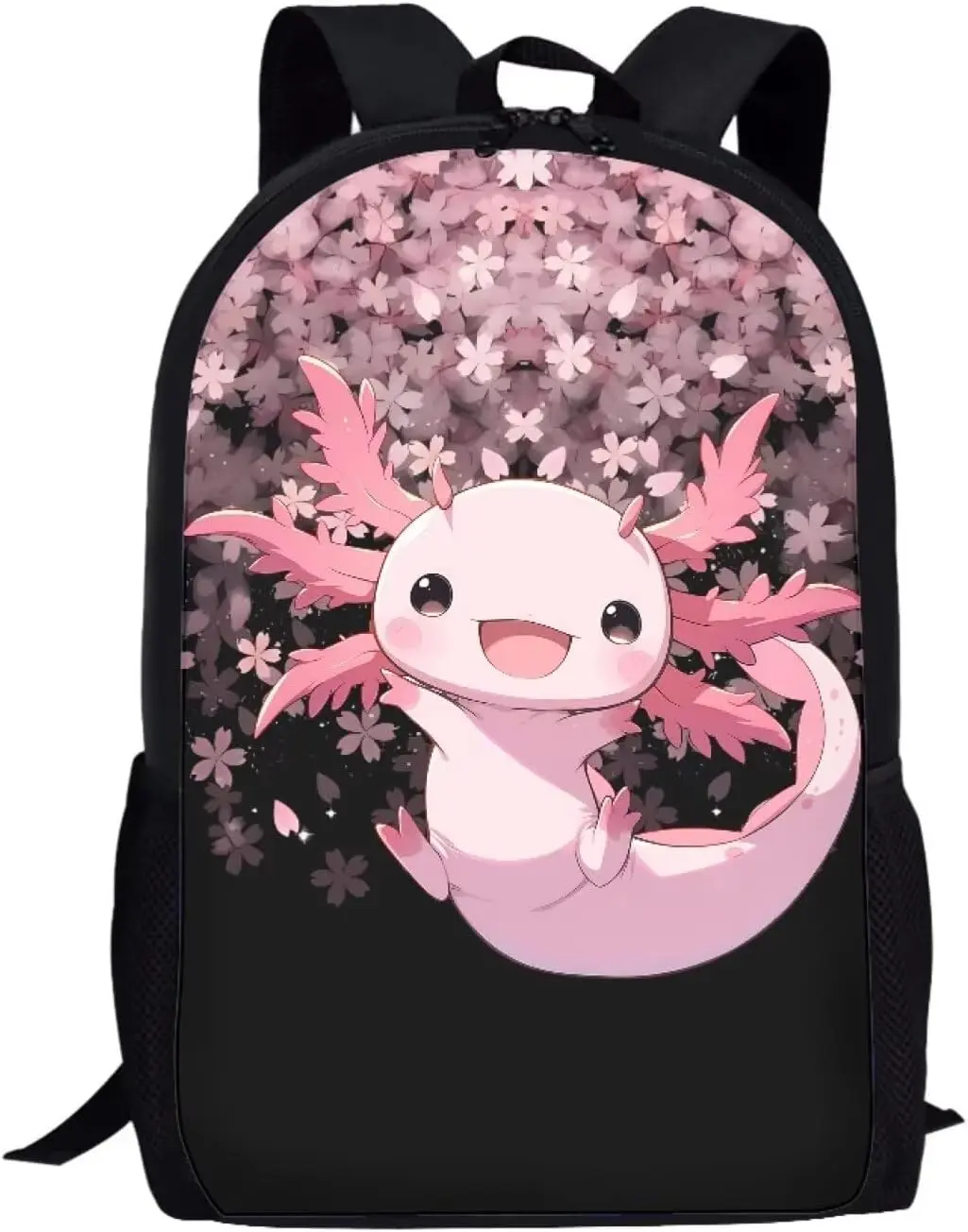 Cute Axolotl Backpack for Pretty Backpack for Teens Padded Strap 17 Inch Backpack Cherry Blossom Girl Backpack