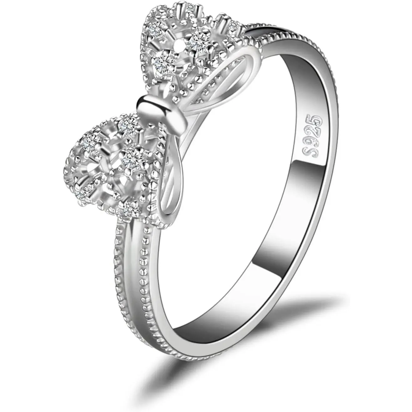 Opalux  Vintage Jewelry Palace Micro-pavé Lab Diamond Electroplating Design Sterling Silver Rings Cubic Zirconia Promise Rings Gift Fir Girl Couple wedding infinite romance bow ring for women