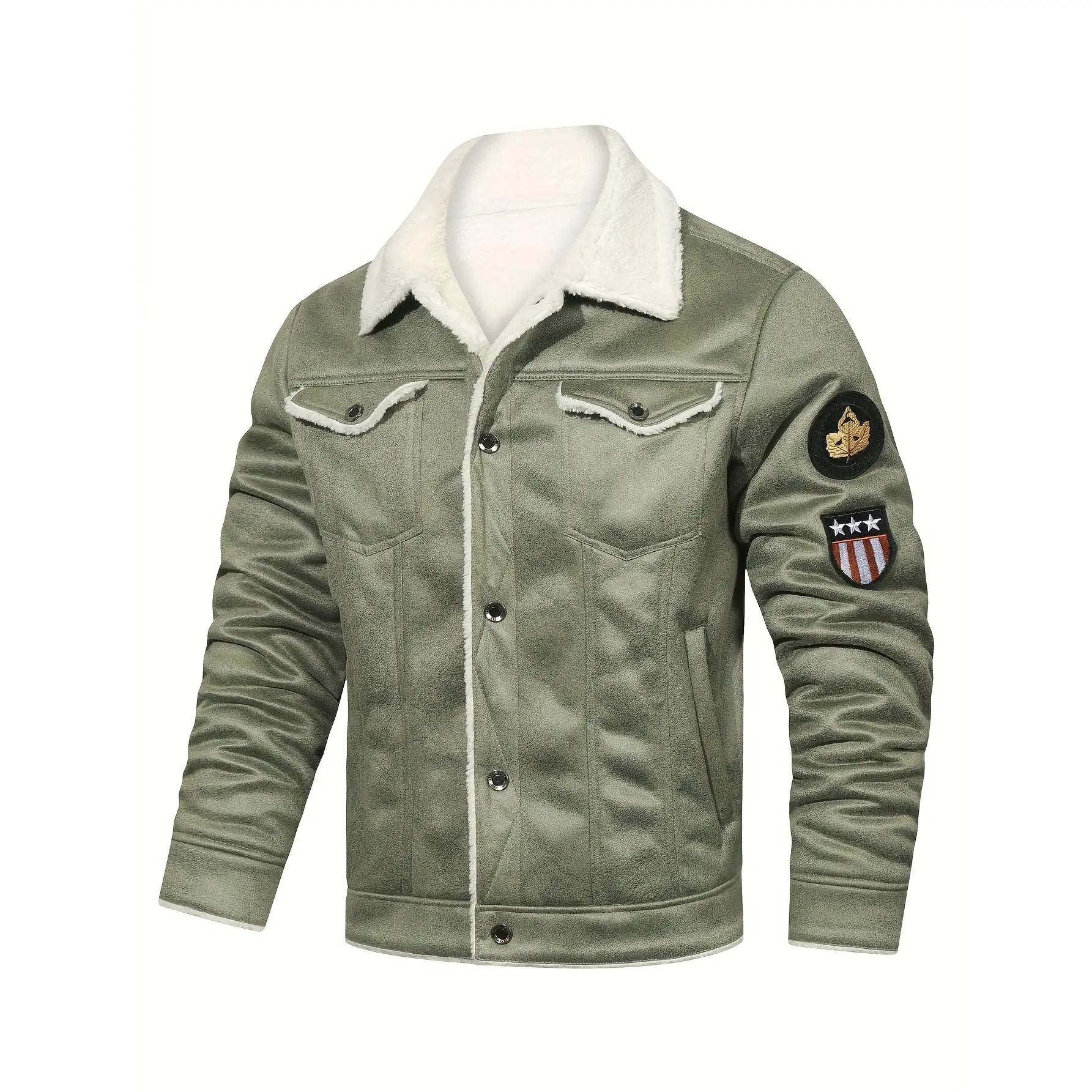 Shearling Coat Suede Composite Fleece Thickened Warm Men's Jacket