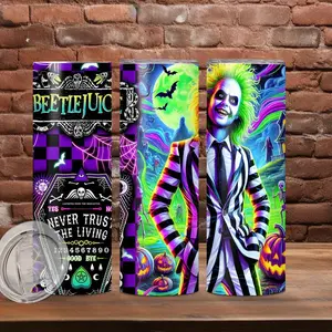 New handmade Beetlejuice 20oz tumbler tumbers Drinkware skinny tumbler