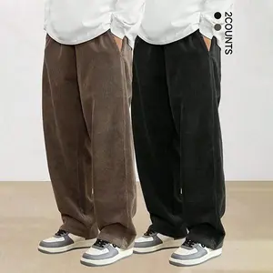 Two piece men's autumn and winter corduroy straight leg pants, autumn and winter styles, trendy high street versatile casual loose long pants for men