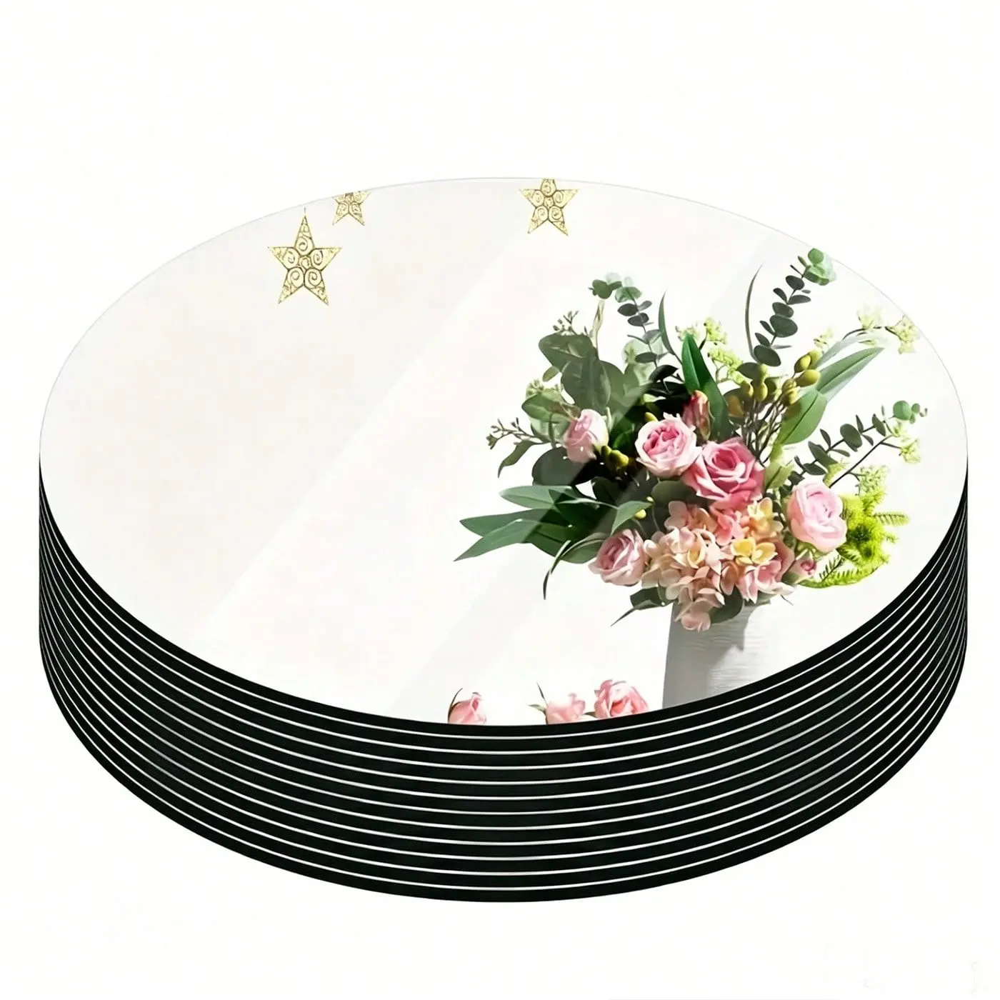 12 Pcs Shatterproof Acrylic Mirror Set, Wedding Centerpiece Kit, Display Tray, Candle Holder, Table Decor, Wall Sticker, 8/12/16 Inch