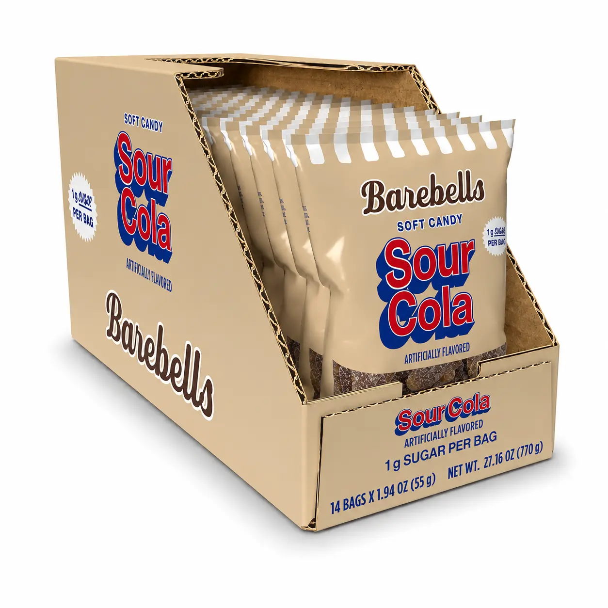Barebells Sour Cola Gummy Candy, Low Sugar Swedish Candy, 55g Bag