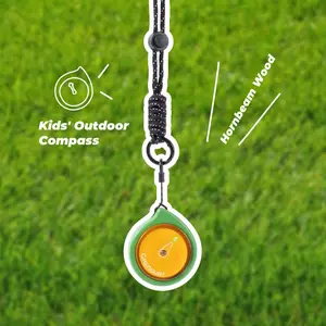 Kids Outdoor Compass Natural Hornbeam Wood,Free sturdy lanyard included! Adventure Tool for Young Explorers Eco Friendly Easy to Use Travel Accessory Camping Supplies Hiking Essentials Survival Gear