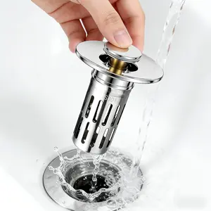 Universal Smart Sink Stopper Pop-Up Drain Cover with Detachable Stainless Steel Filter | Hair & Debris Trap Odor Block Clog Prevention Tool for Bathroom Vanity Kitchen Basin Bathtub | Fits Standard Drains Easy to Clean stoppers