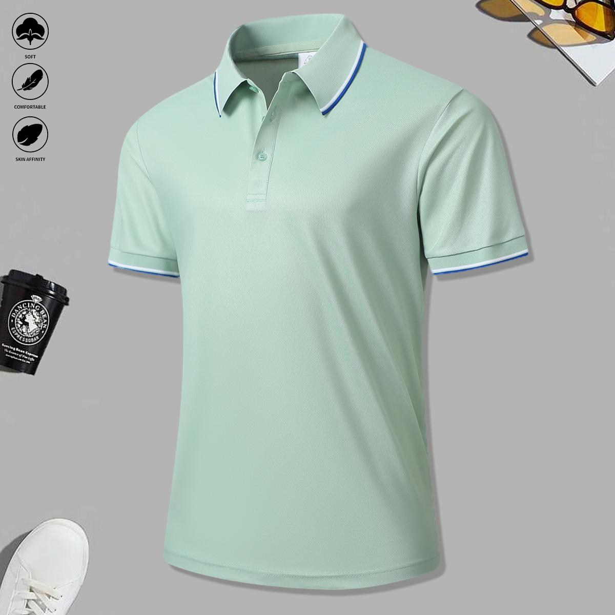 5 Men's Breathable Hygroscopic Work T-Shirts Casual Top Golf Shirt Sports T-Shirts - Suitable for Summer and Spring Wear