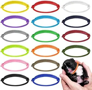16pcs Adjustable Puppy ID Bands - Multi-Colored Whelping Collars for Newborn Dogs and Kittens, with Pet Harness Compatibility, Harnesses