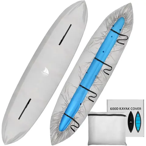 600D Kayak Cover , 9.3-16.5FT Thickened UV-Proof,  and Fade Resistant Canoe Cover, Kayak Covers for Outdoor and Indoor Storage,  as Kayak Accessories for SUP Paddle Board