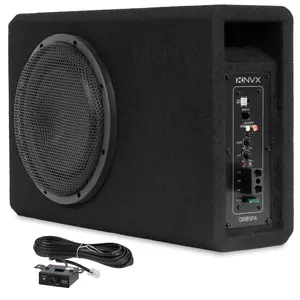 QB10SPA 1200W Peak (350W RMS) Single 10" Amplified Ported Loaded Subwoofer Enclosure with Remote Bass Knob and Amplifier Wiring Kit