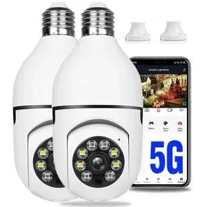 Light bulb camera,Bulb Security Camera 2.4/5Ghz- Panoramic 3 Megapixel Indoor/Outdoor Full Color Day/Night Camera, Motion Detection, Sound & Light Alarm, Two-Way Audio, Home/Yard/Store Camera，Wireless Remote