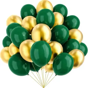 Green and Gold Balloons 67pcs 12 Inch Metallic Gold and Dark Green for Birthday Graduation St Patrick's Day Baby Shower Jungle Party Decorations