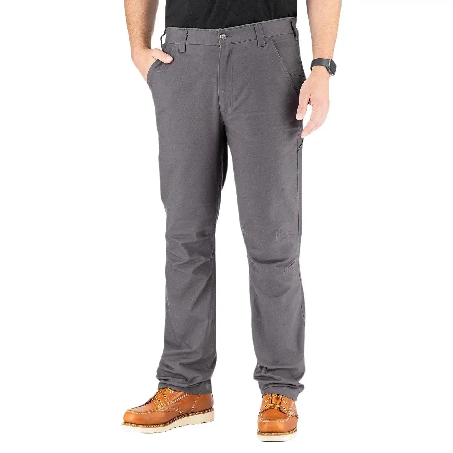 Thorogood Men's Stretch Durable Cotton Spandex Canvas Utility Work Pants - Relaxed Straight Fit, Water Repellent, Multiple Zipper Pockets, Menswear Bottoms, Leather, Back Patch Pockets, Multiple Pockets