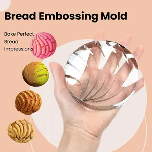 Concha Cutter Mexican Bread Mold, 4 Inch Stainless Steel Concha Stamp for Pan Dulce, Bread & Cookie Embossing Cutter, Cortadora de Pan Conchas for Coffee & Mexican Theme Parties, Kitchen Gadgets, Baking Tools, Baking Supplies, Cookie Cutters
