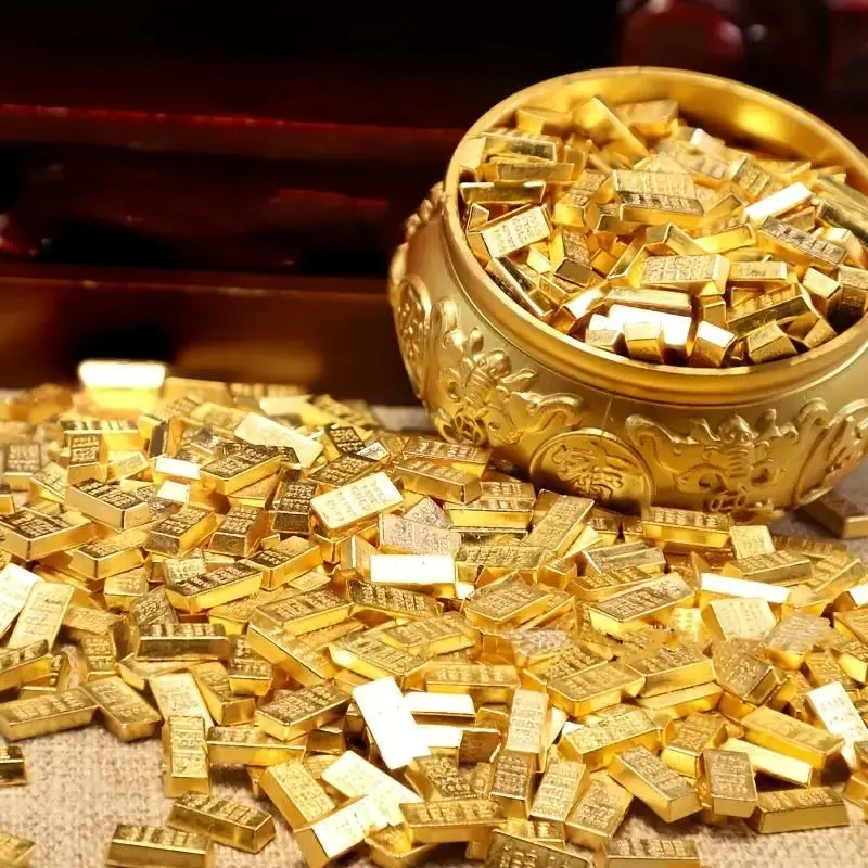 Mini Alloy Golden Bars, 100pcs/set Glamorous Metal Statuettes for Wealth & Prosperity Decor, Home & Office Decoration Lucky Charms, Ideal for St. Patrick's Day, Easter, Ramadan Gifts, Feng Shui Ornaments, Decorative Ornament, Decoration Items