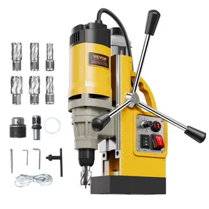 【Summervibes】VEVOR Magnetic Drill 1450W 2878 lbf Mag Drill Press 2 in Boring Diameter 6 Bits Yellow